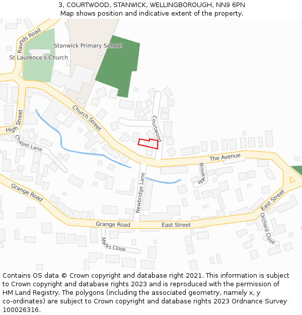 3, COURTWOOD, STANWICK, WELLINGBOROUGH, NN9 6PN: Location map and indicative extent of plot