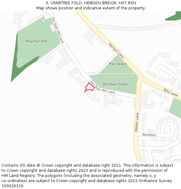 3, CRABTREE FOLD, HEBDEN BRIDGE, HX7 8SN: Location map and indicative extent of plot