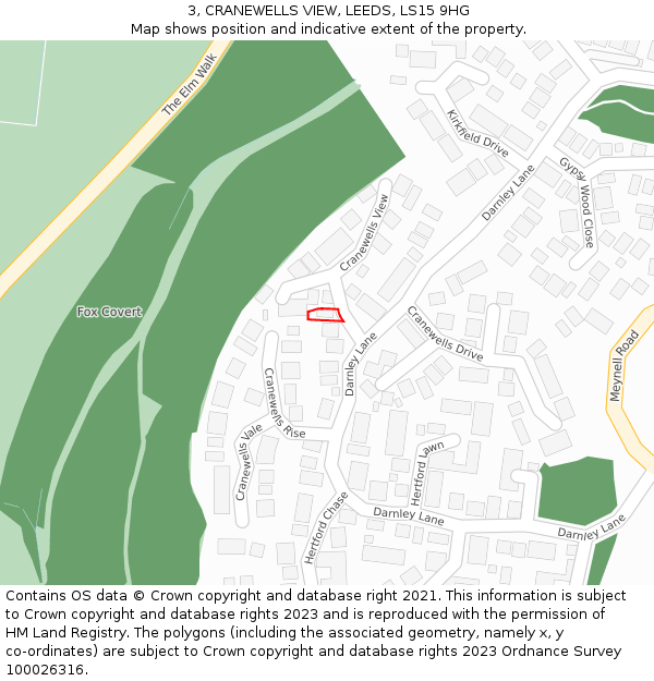 3, CRANEWELLS VIEW, LEEDS, LS15 9HG: Location map and indicative extent of plot