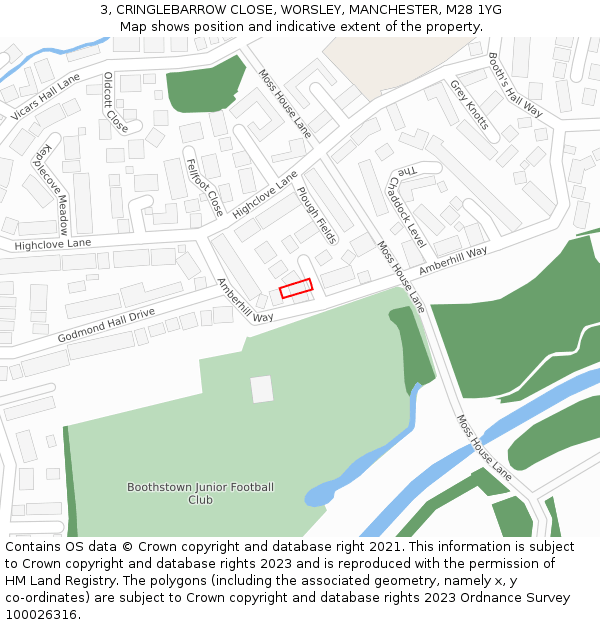 3, CRINGLEBARROW CLOSE, WORSLEY, MANCHESTER, M28 1YG: Location map and indicative extent of plot