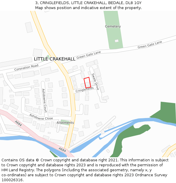3, CRINGLEFIELDS, LITTLE CRAKEHALL, BEDALE, DL8 1GY: Location map and indicative extent of plot