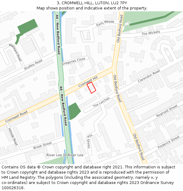 3, CROMWELL HILL, LUTON, LU2 7PY: Location map and indicative extent of plot