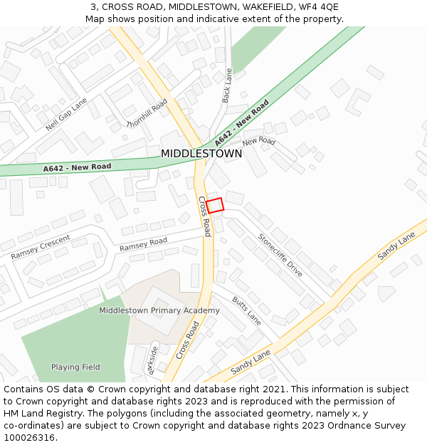 3, CROSS ROAD, MIDDLESTOWN, WAKEFIELD, WF4 4QE: Location map and indicative extent of plot