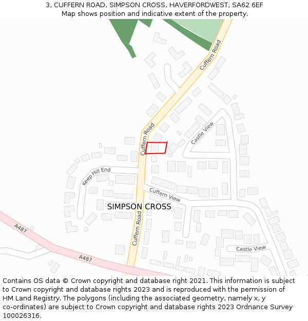 3, CUFFERN ROAD, SIMPSON CROSS, HAVERFORDWEST, SA62 6EF: Location map and indicative extent of plot