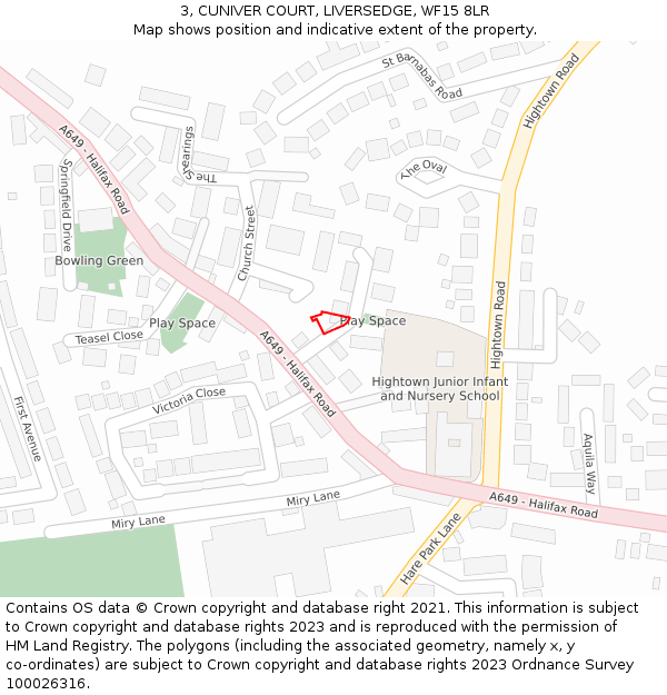 3, CUNIVER COURT, LIVERSEDGE, WF15 8LR: Location map and indicative extent of plot