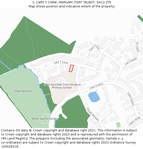 3, CWRT Y CARW, MARGAM, PORT TALBOT, SA13 2TR: Location map and indicative extent of plot