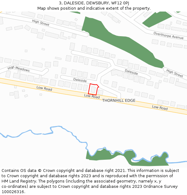 3, DALESIDE, DEWSBURY, WF12 0PJ: Location map and indicative extent of plot
