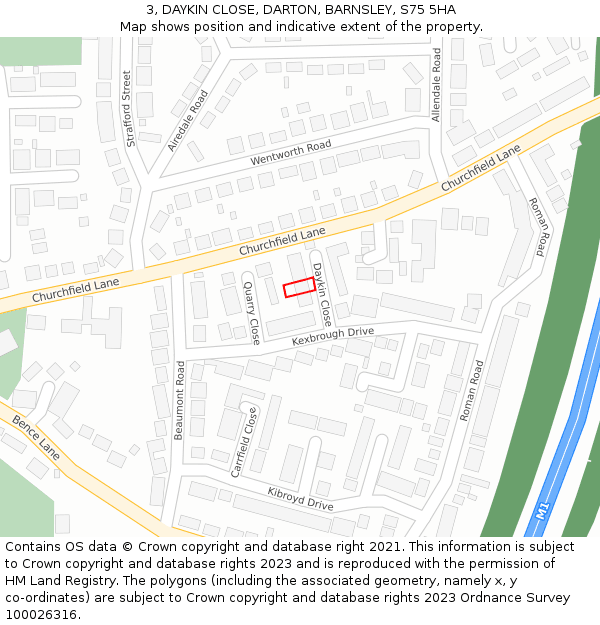3, DAYKIN CLOSE, DARTON, BARNSLEY, S75 5HA: Location map and indicative extent of plot
