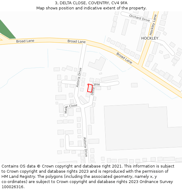 3, DELTA CLOSE, COVENTRY, CV4 9FA: Location map and indicative extent of plot