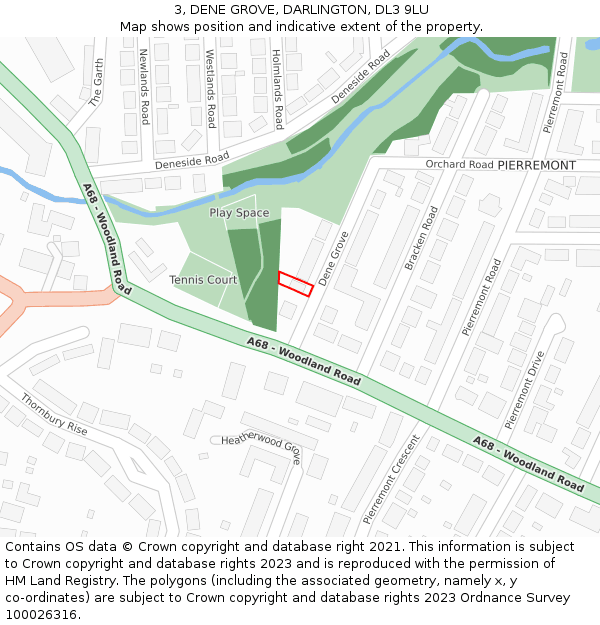 3, DENE GROVE, DARLINGTON, DL3 9LU: Location map and indicative extent of plot