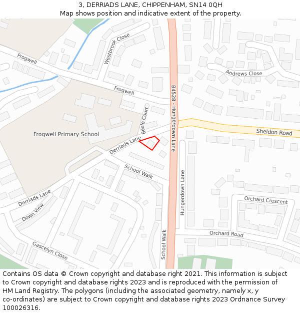 3, DERRIADS LANE, CHIPPENHAM, SN14 0QH: Location map and indicative extent of plot