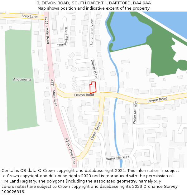 3, DEVON ROAD, SOUTH DARENTH, DARTFORD, DA4 9AA: Location map and indicative extent of plot