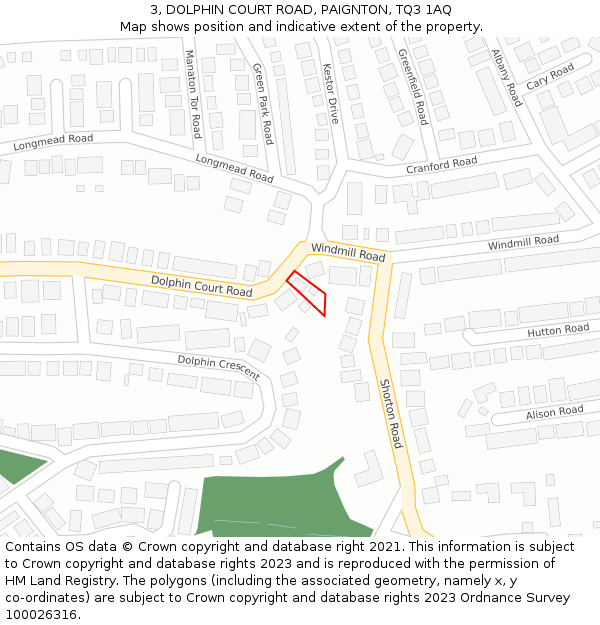 3, DOLPHIN COURT ROAD, PAIGNTON, TQ3 1AQ: Location map and indicative extent of plot