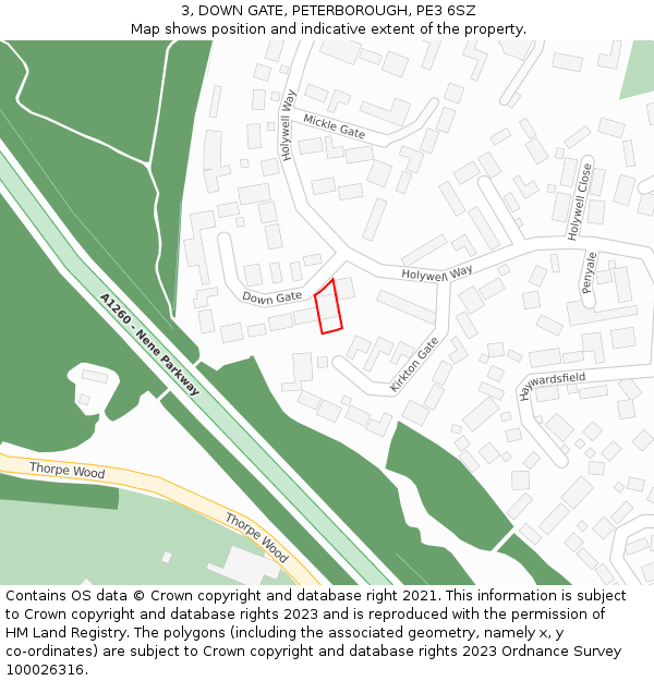 3, DOWN GATE, PETERBOROUGH, PE3 6SZ: Location map and indicative extent of plot