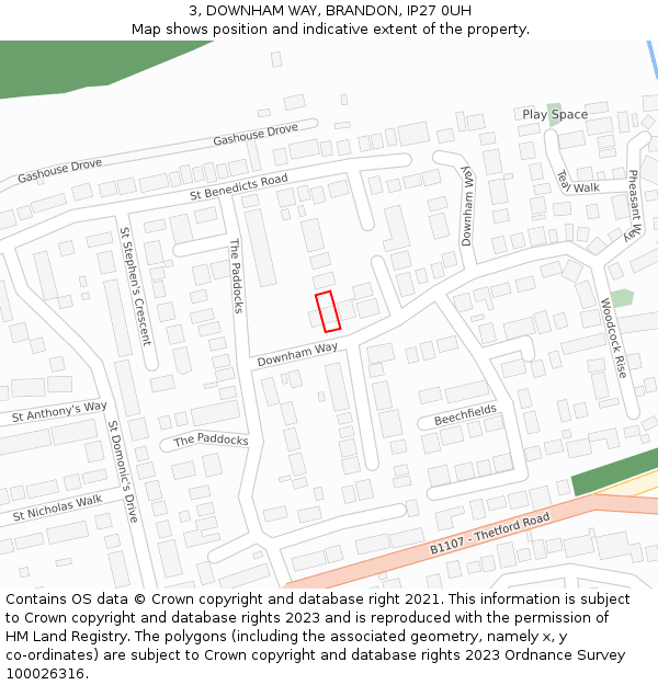 3, DOWNHAM WAY, BRANDON, IP27 0UH: Location map and indicative extent of plot