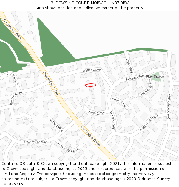 3, DOWSING COURT, NORWICH, NR7 0RW: Location map and indicative extent of plot
