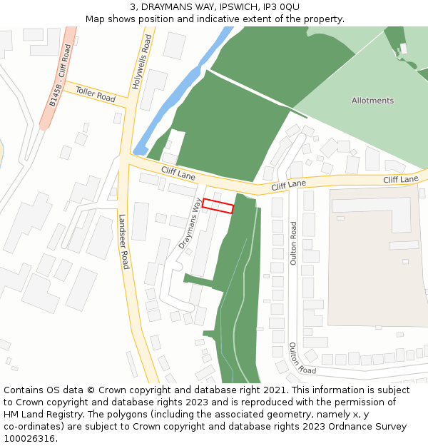 3, DRAYMANS WAY, IPSWICH, IP3 0QU: Location map and indicative extent of plot