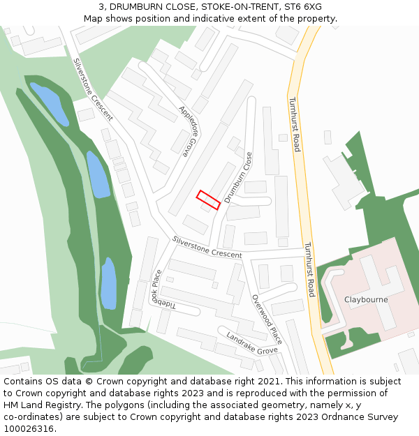 3, DRUMBURN CLOSE, STOKE-ON-TRENT, ST6 6XG: Location map and indicative extent of plot