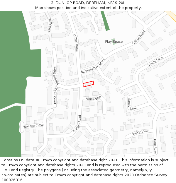 3, DUNLOP ROAD, DEREHAM, NR19 2XL: Location map and indicative extent of plot