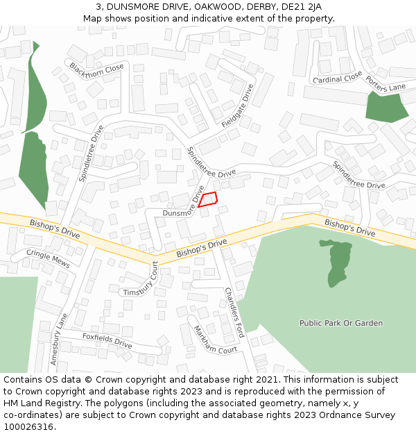 3, DUNSMORE DRIVE, OAKWOOD, DERBY, DE21 2JA: Location map and indicative extent of plot