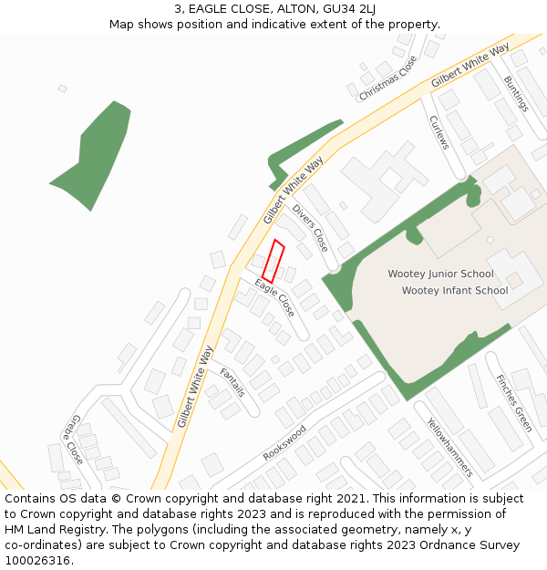 3, EAGLE CLOSE, ALTON, GU34 2LJ: Location map and indicative extent of plot