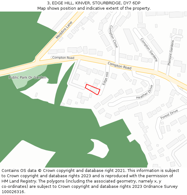 3, EDGE HILL, KINVER, STOURBRIDGE, DY7 6DP: Location map and indicative extent of plot