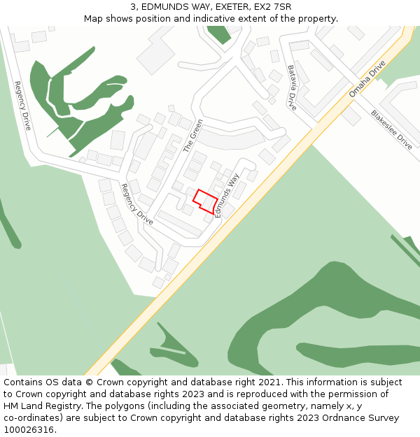3, EDMUNDS WAY, EXETER, EX2 7SR: Location map and indicative extent of plot