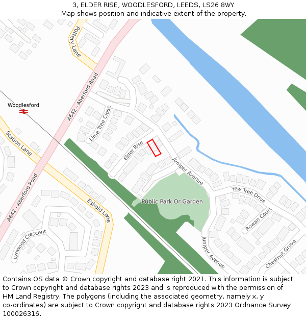 3, ELDER RISE, WOODLESFORD, LEEDS, LS26 8WY: Location map and indicative extent of plot