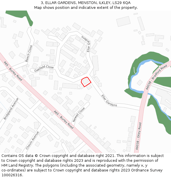 3, ELLAR GARDENS, MENSTON, ILKLEY, LS29 6QA: Location map and indicative extent of plot