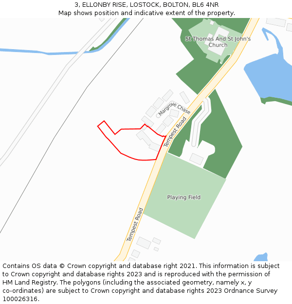 3, ELLONBY RISE, LOSTOCK, BOLTON, BL6 4NR: Location map and indicative extent of plot