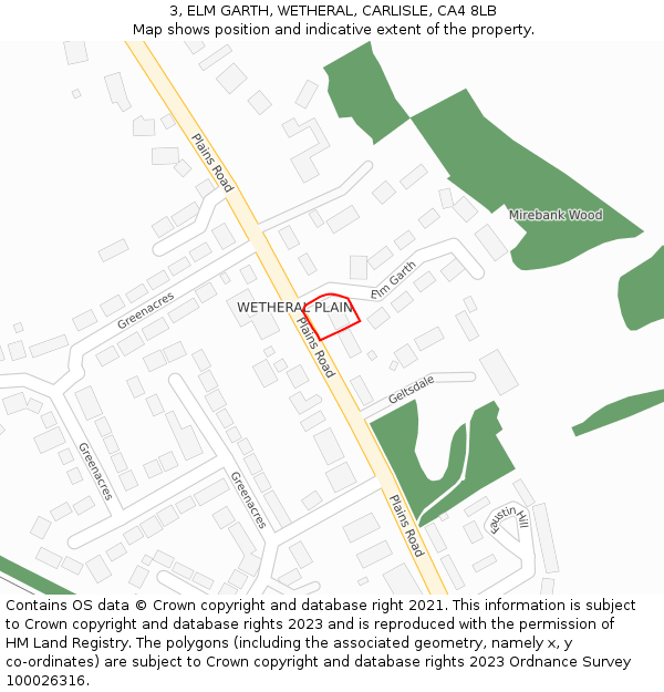 3, ELM GARTH, WETHERAL, CARLISLE, CA4 8LB: Location map and indicative extent of plot