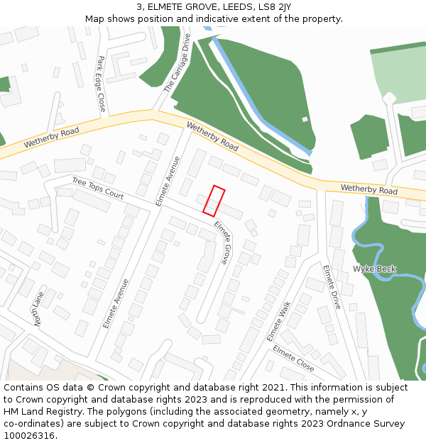 3, ELMETE GROVE, LEEDS, LS8 2JY: Location map and indicative extent of plot