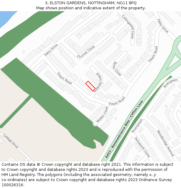 3, ELSTON GARDENS, NOTTINGHAM, NG11 8PQ: Location map and indicative extent of plot