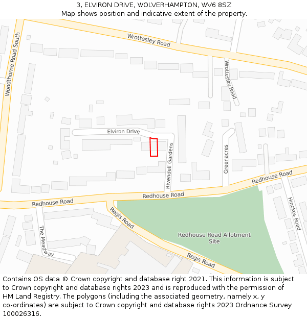 3, ELVIRON DRIVE, WOLVERHAMPTON, WV6 8SZ: Location map and indicative extent of plot