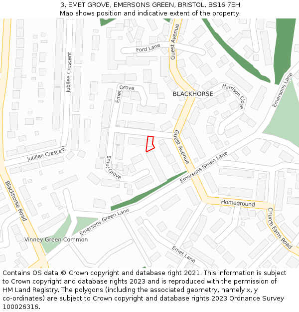3, EMET GROVE, EMERSONS GREEN, BRISTOL, BS16 7EH: Location map and indicative extent of plot