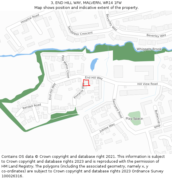 3, END HILL WAY, MALVERN, WR14 1FW: Location map and indicative extent of plot