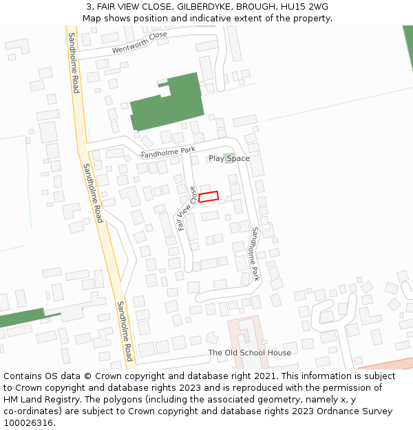 3, FAIR VIEW CLOSE, GILBERDYKE, BROUGH, HU15 2WG: Location map and indicative extent of plot