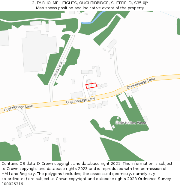 3, FAIRHOLME HEIGHTS, OUGHTIBRIDGE, SHEFFIELD, S35 0JY: Location map and indicative extent of plot