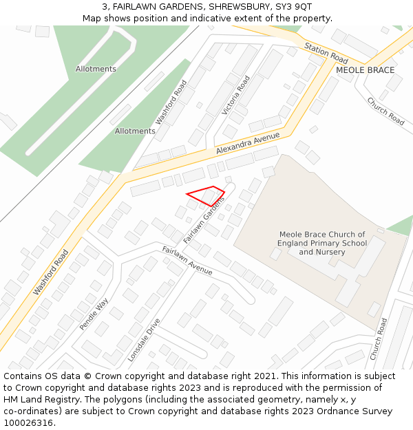 3, FAIRLAWN GARDENS, SHREWSBURY, SY3 9QT: Location map and indicative extent of plot