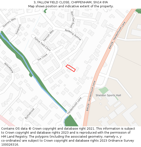 3, FALLOW FIELD CLOSE, CHIPPENHAM, SN14 6YA: Location map and indicative extent of plot