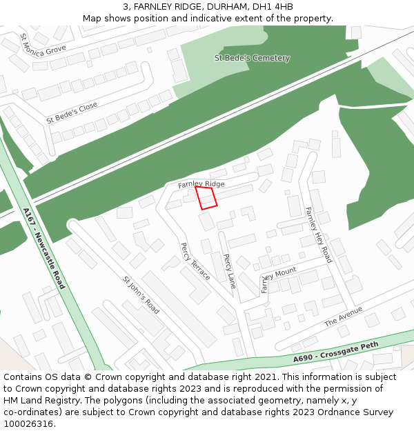 3, FARNLEY RIDGE, DURHAM, DH1 4HB: Location map and indicative extent of plot