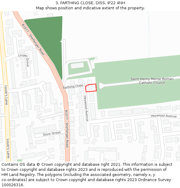 3, FARTHING CLOSE, DISS, IP22 4NH: Location map and indicative extent of plot