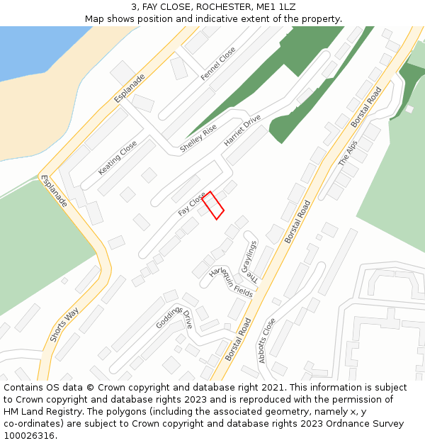 3, FAY CLOSE, ROCHESTER, ME1 1LZ: Location map and indicative extent of plot