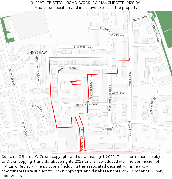 3, FEATHER STITCH ROAD, WORSLEY, MANCHESTER, M28 3YL: Location map and indicative extent of plot