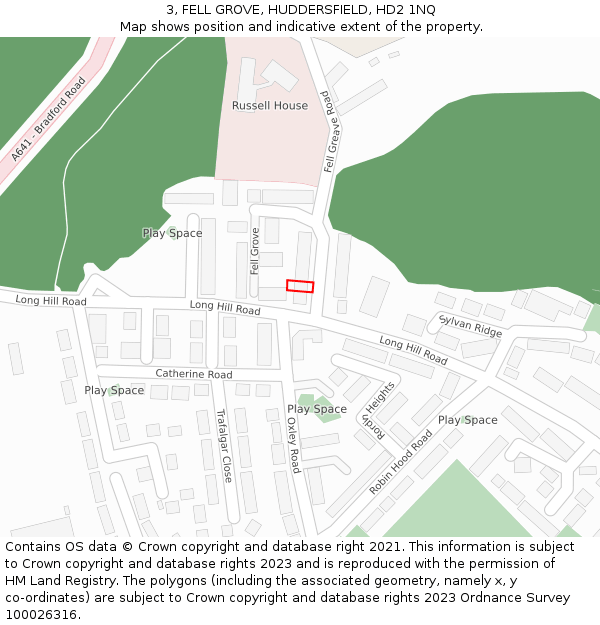 3, FELL GROVE, HUDDERSFIELD, HD2 1NQ: Location map and indicative extent of plot