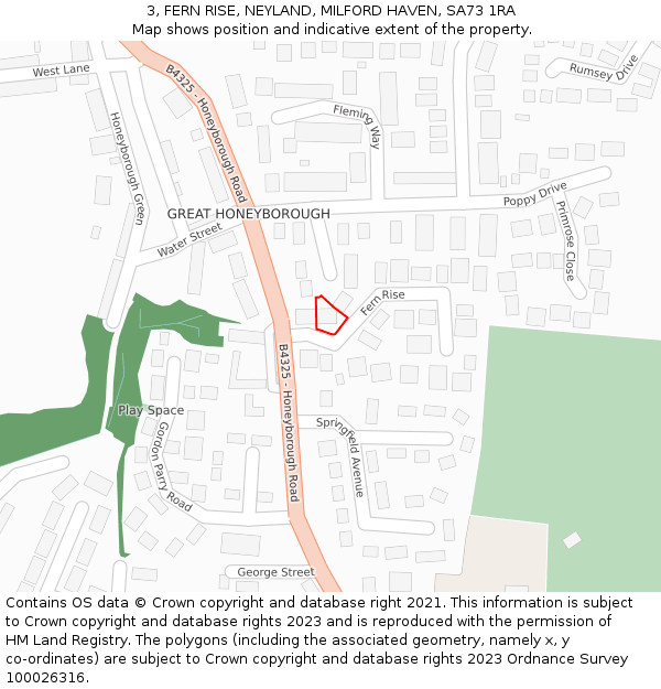 3, FERN RISE, NEYLAND, MILFORD HAVEN, SA73 1RA: Location map and indicative extent of plot