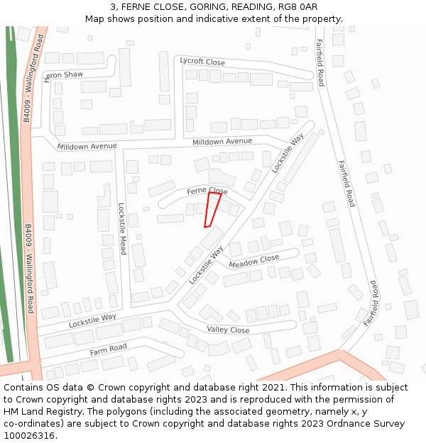 3, FERNE CLOSE, GORING, READING, RG8 0AR: Location map and indicative extent of plot