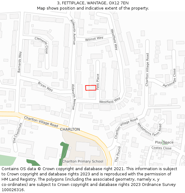 3, FETTIPLACE, WANTAGE, OX12 7EN: Location map and indicative extent of plot