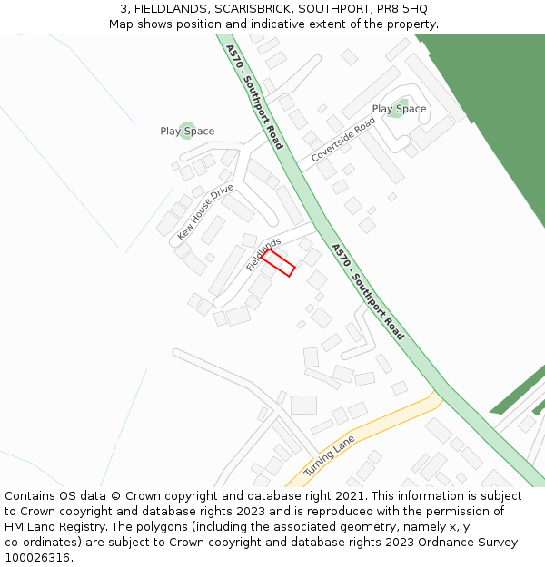 3, FIELDLANDS, SCARISBRICK, SOUTHPORT, PR8 5HQ: Location map and indicative extent of plot