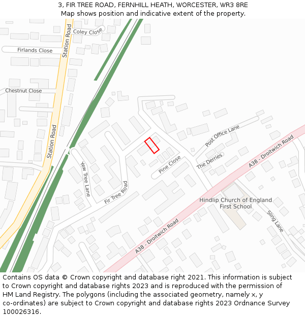 3, FIR TREE ROAD, FERNHILL HEATH, WORCESTER, WR3 8RE: Location map and indicative extent of plot